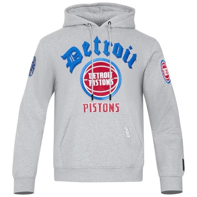 Pro Standard Detroit Piston Old English Fleece Pullover Hoodie (Heather Grey)