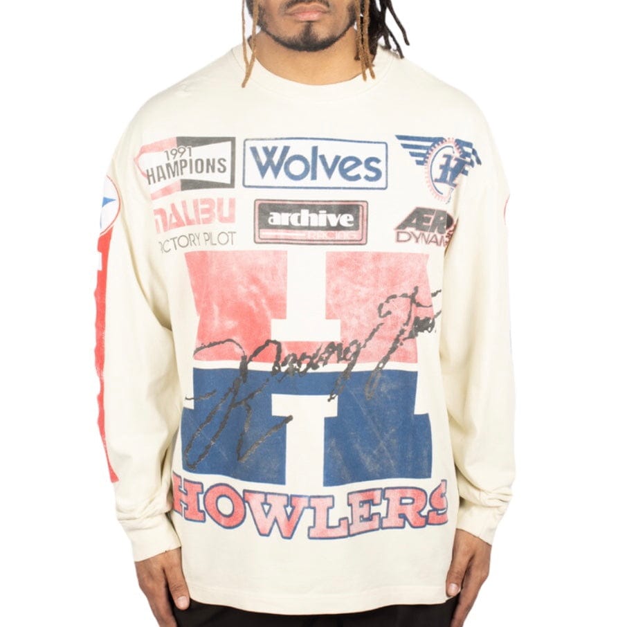 Howlers Club Wolf Racer LS Sweatshirt (Off White)