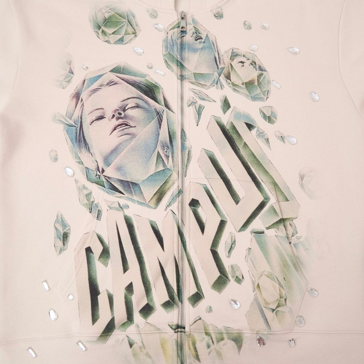 Campus Goods Crystal Mind Zip Up Hoodie (Cream) CG-H25-058