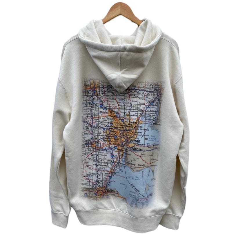 Ink Detroit Premium Heavyweight Metro Detroit Map Hoodie (Bone) 9307