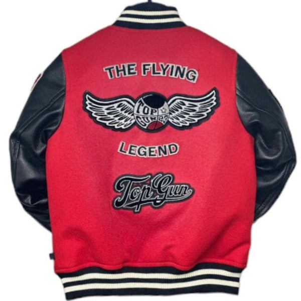 Kids Top Gun "The Flying Legend" Varsity Jacket (Red/Black) TGK2337