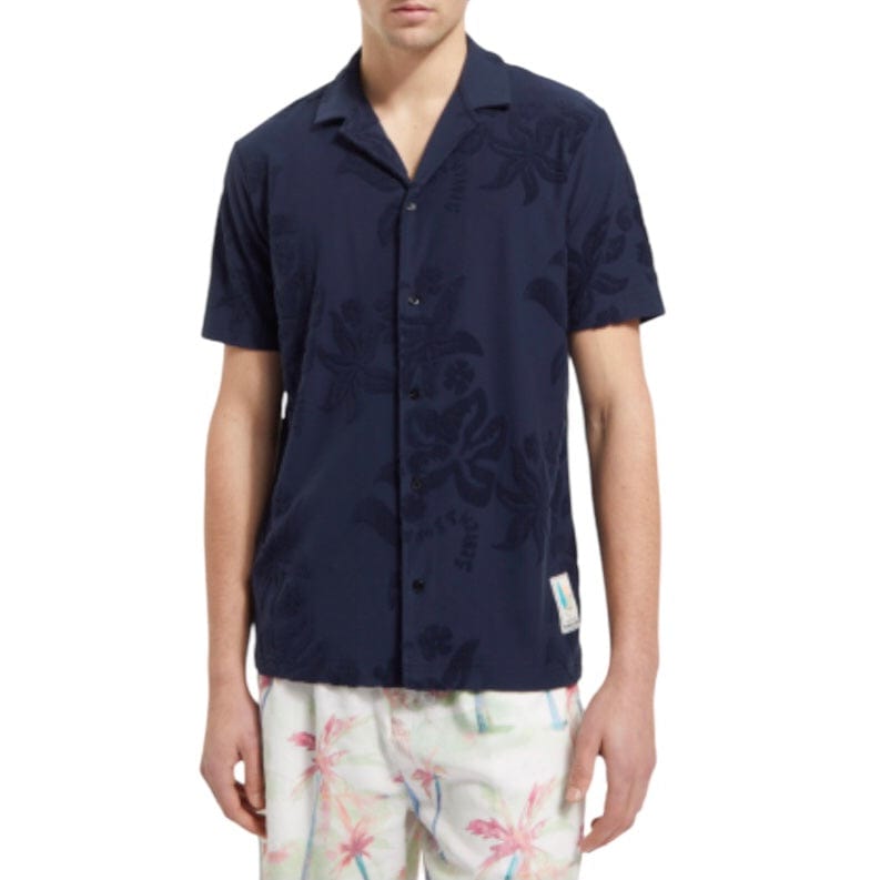 Scotch & Soda Terry Jacquard Short Sleeve Shirt (Navy Blue) 177056