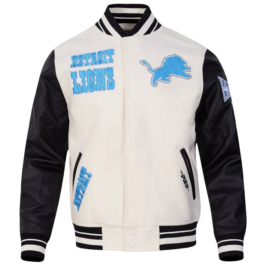 Pro Standard NFL Detroit Lions Retro Classic Varsity Jacket (Eggshell/Black)