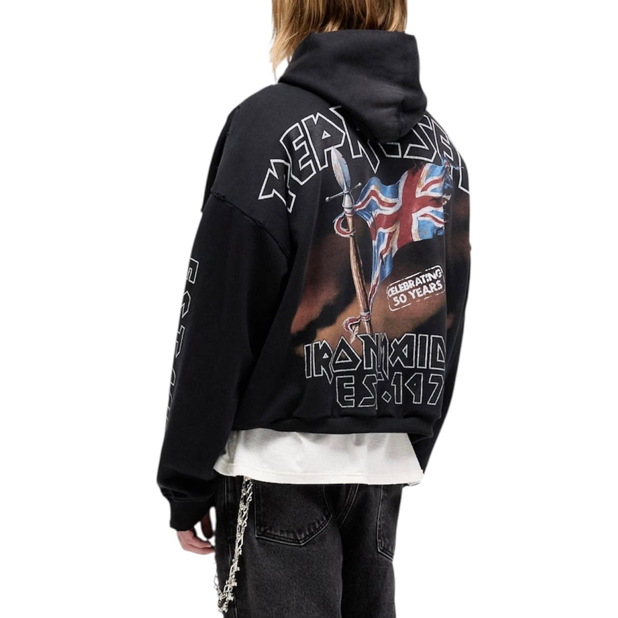 Represent X Iron Maiden Steed Hoodie (Stained Black)