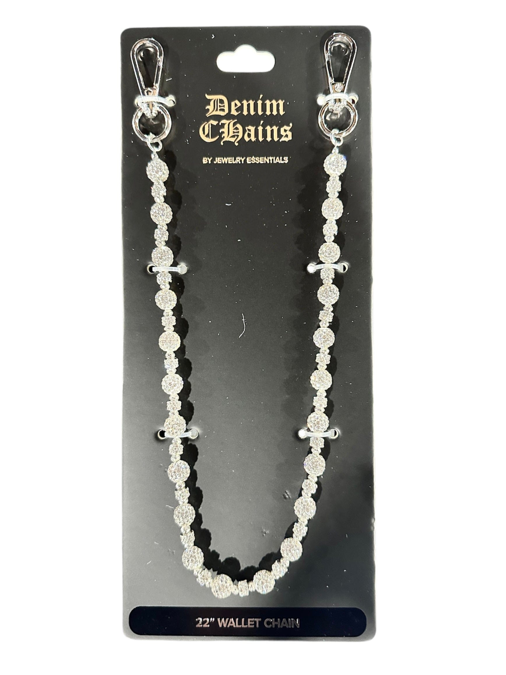 Jewelry Essentials Iced Ball Pant Chain (Silver) BKC-142S