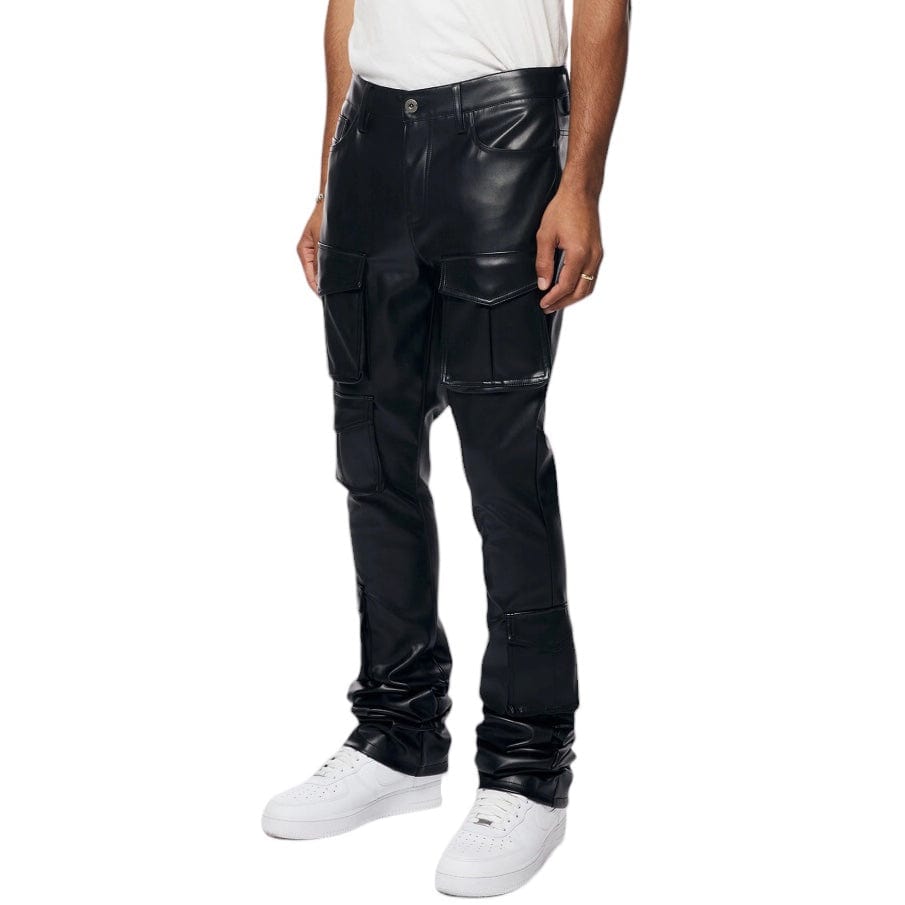 Smoke Rise Vegan Leather Stacked Utility Pants (Black) WP23685