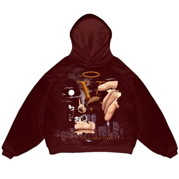 Mr.Wave Wave Of The City Hoodie (Washed Burgundy)