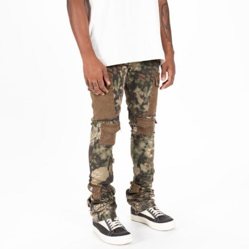 Pheelings "My Pleasure" Cargo Flare Stack Denim (Camo/Brown)