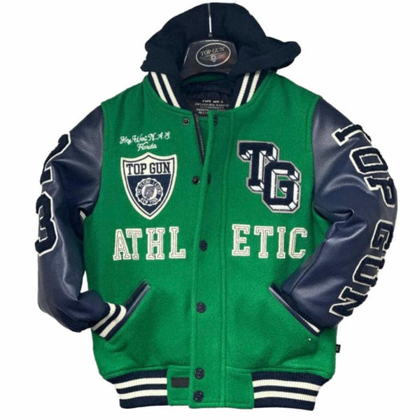 Kids Top Gun "Athletic Division" Varsity Jacket (Green/Navy) TGK2331