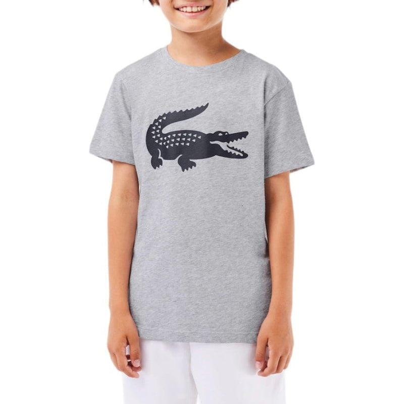 Kids Lacoste Sport Oversized Croc T Shirt (Grey Chine/Navy Blue) TJ2910-51