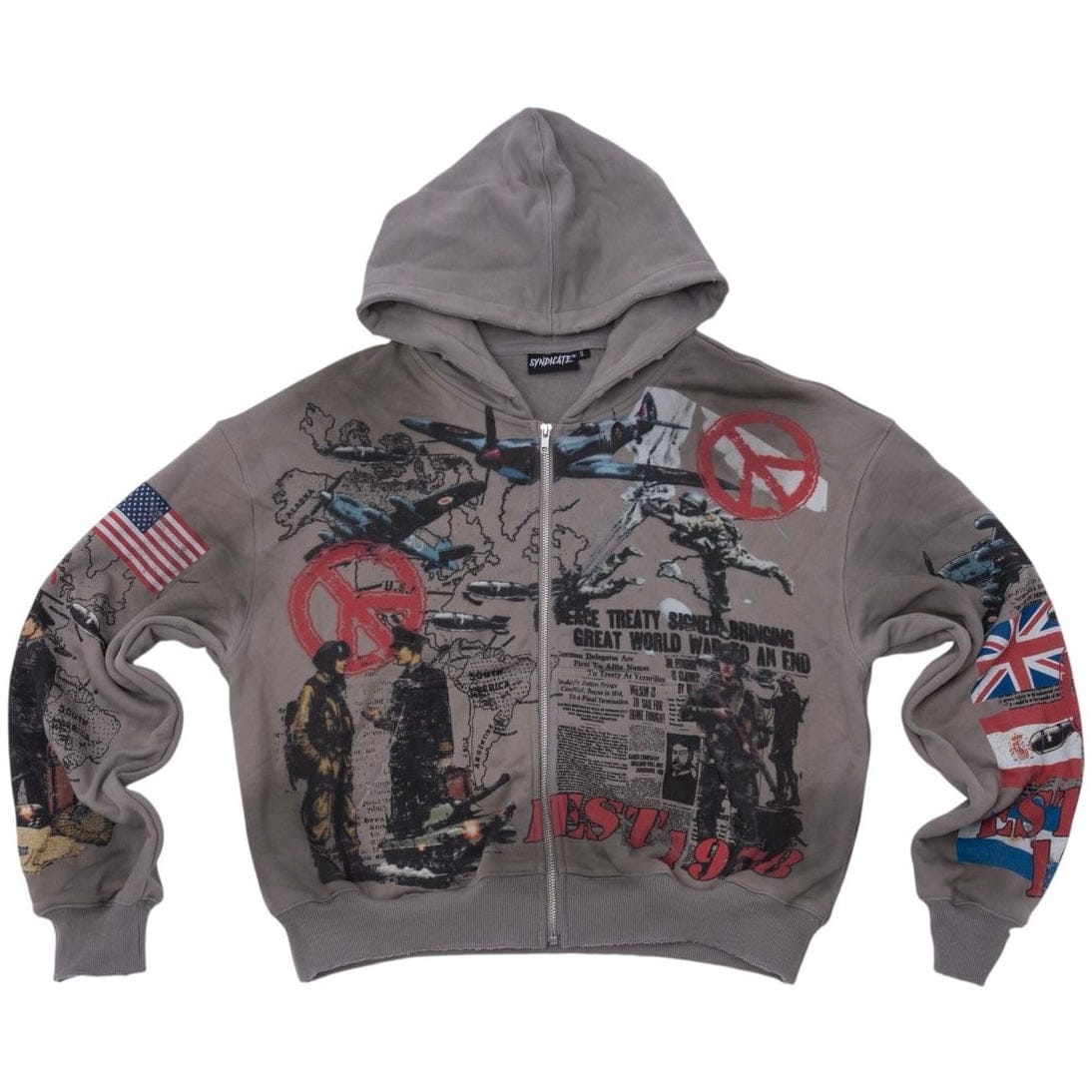 The Syndicate Peace Zip Up Hoodie (Dark Grey)