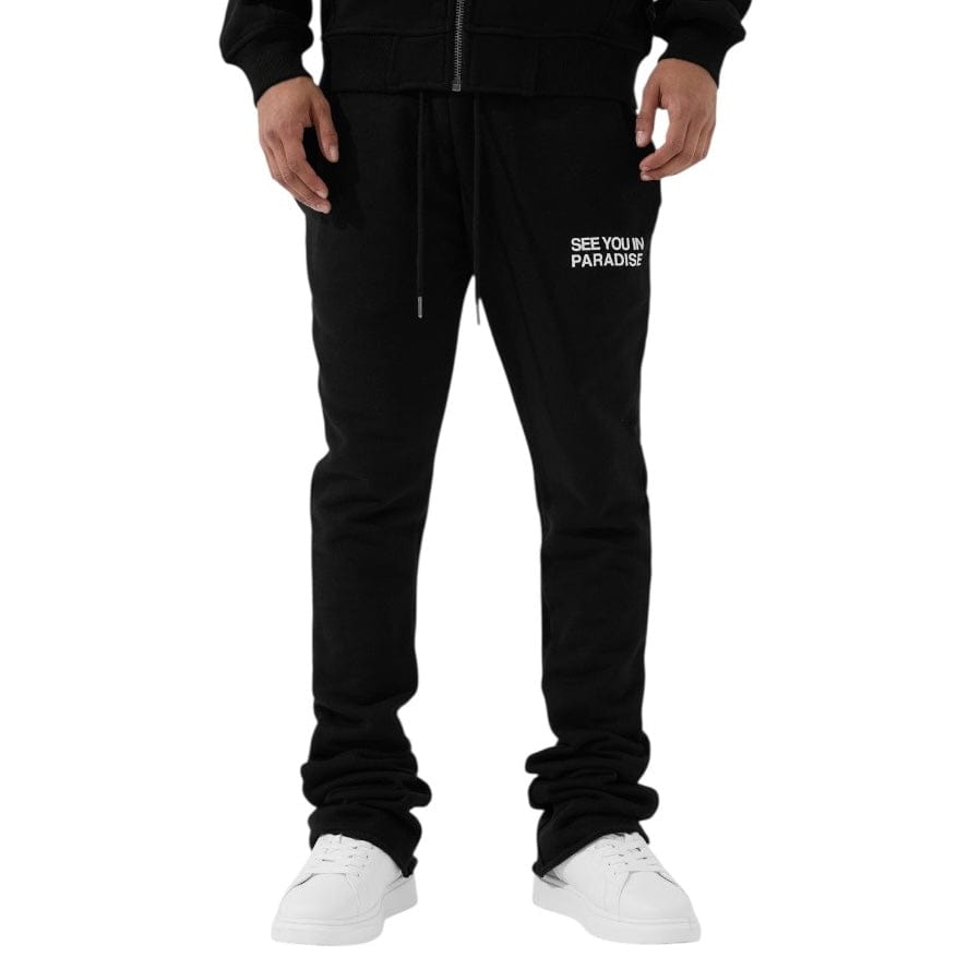 See You In Paradise Washed Stacked Sweatpants (Jet Black) 8897L