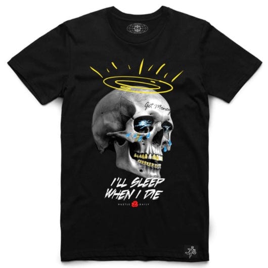 Hasta Muerte Hustle Daily Skull Tears T Shirt (Black)