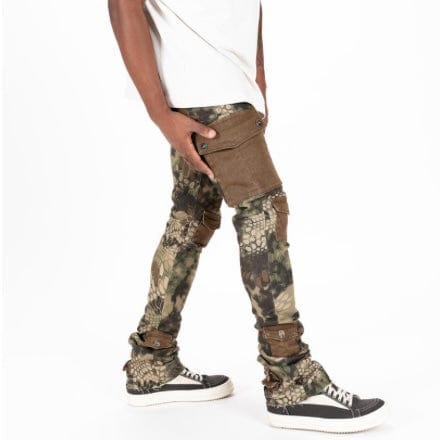 Pheelings "My Pleasure" Cargo Flare Stack Denim (Camo/Brown)