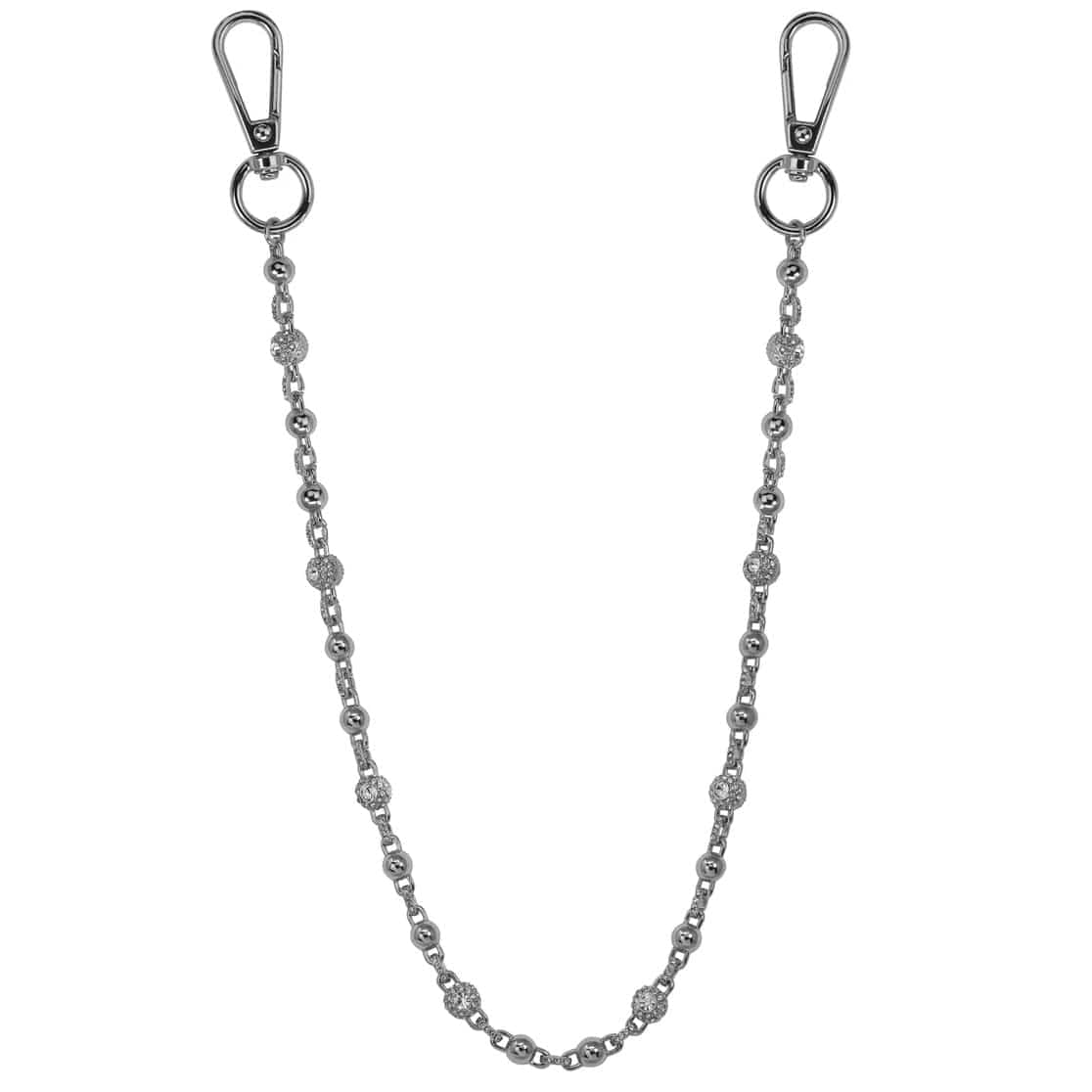 Jewelry Essentials Iced Out Ball Pant Chain (Silver) BKC-123S