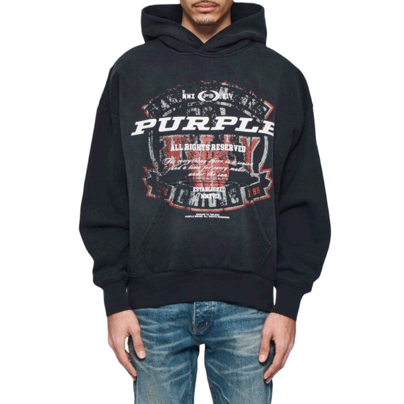 Purple Brand Heavyweight Fleece Pullover Hoodie (Washed Black) P401-HBBS424