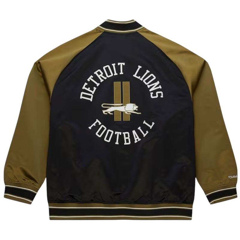 Mitchell & Ness NFL Detroit Lions Double Clutch Satin Jacket (Black/Olive)