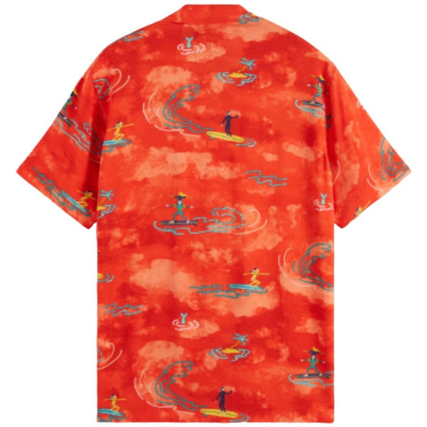 Scotch & Soda Allover Printed Viscose SS Shirt (Red Surfer Aop) 177054