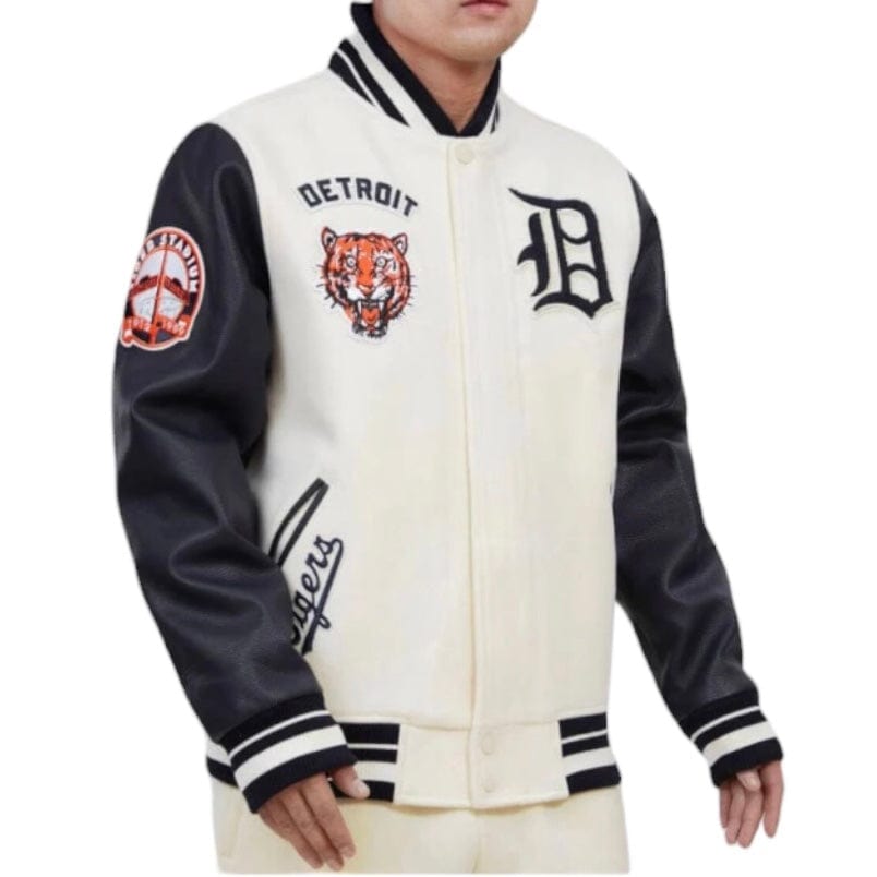 Pro Standard Detroit Tigers Retro Classic Varsity Jacket (Eggshell/Midnight)