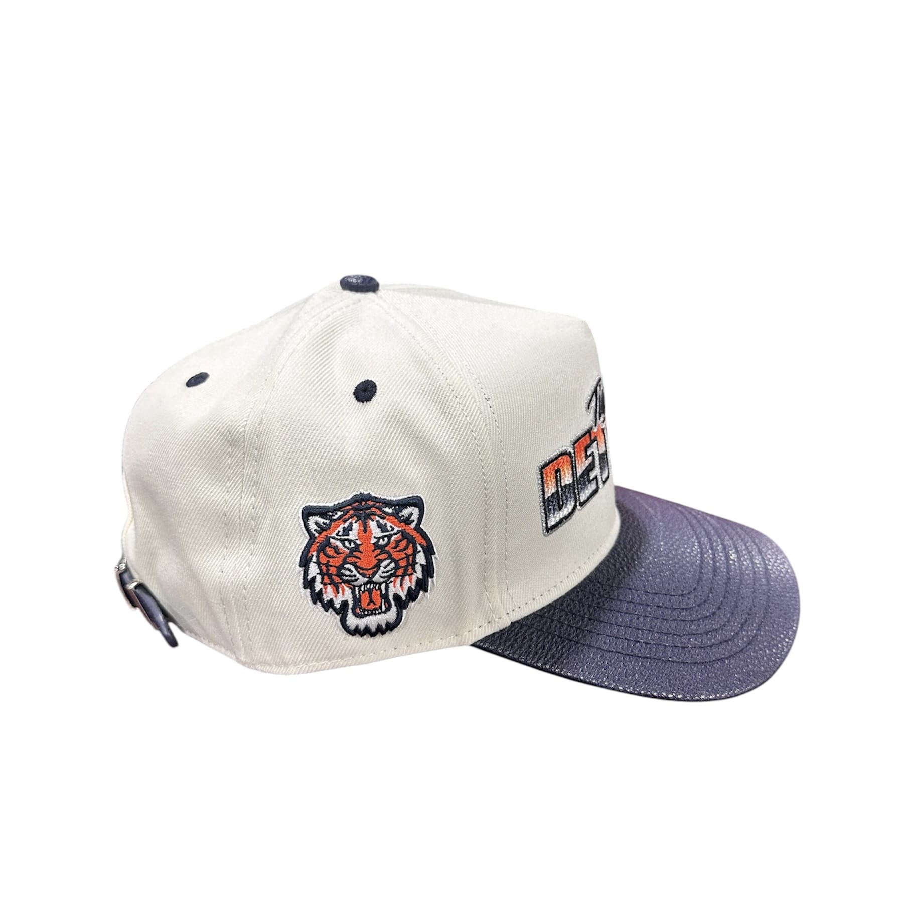 Pro Standard MLB Detroit Tigers Chrome Leather Strap Hat (Eggshell/Navy)