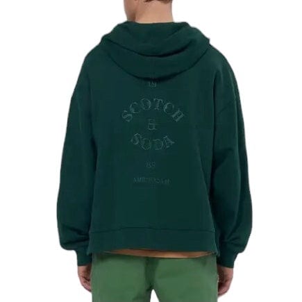 Scotch & Soda Rib Insert Half-Zip Loose Fit Artwork Hoodie (Green) 179904