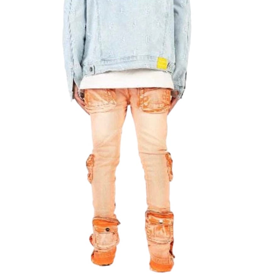 Pheelings "Journey To Greatness" Cargo Flare Stack Denim (Orange/Sand)