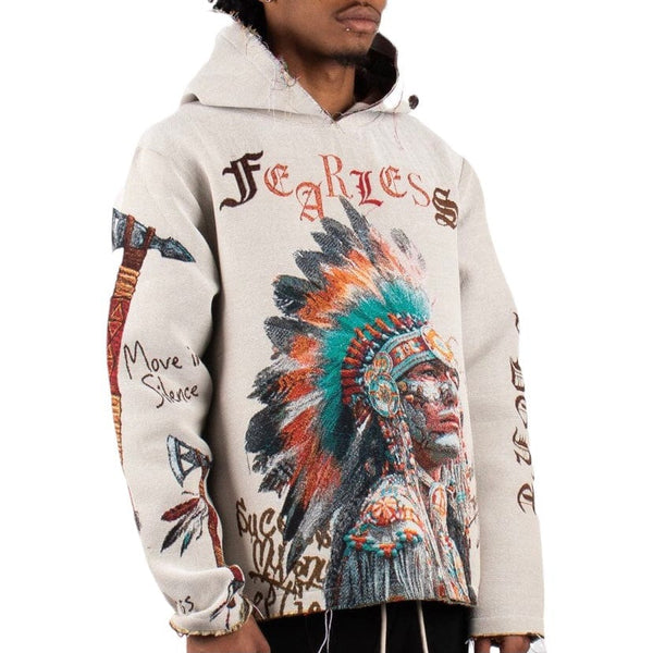 Majestik Apache Tapestry Jacquard Long Sleeve Hoodie (Cream) TH2411