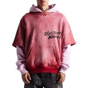 Diet Starts Monday Double Layer Hoodie (Washed Red/Pink)