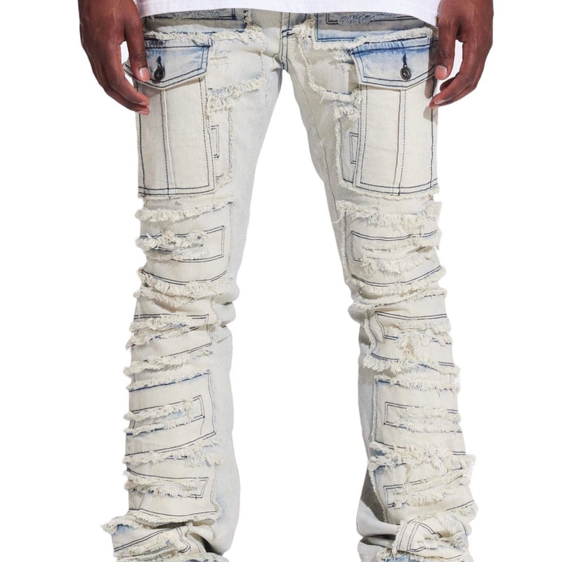 Crysp Fray Cargo Flare Denim (Vintage Acid) CRYF24-126