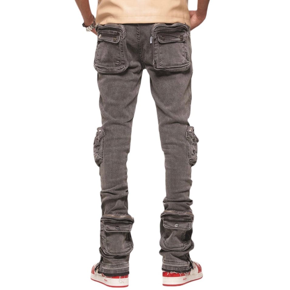 Pheelings "Journey To Greatness" Cargo Flare Stack Denim (Charcoal Grey)