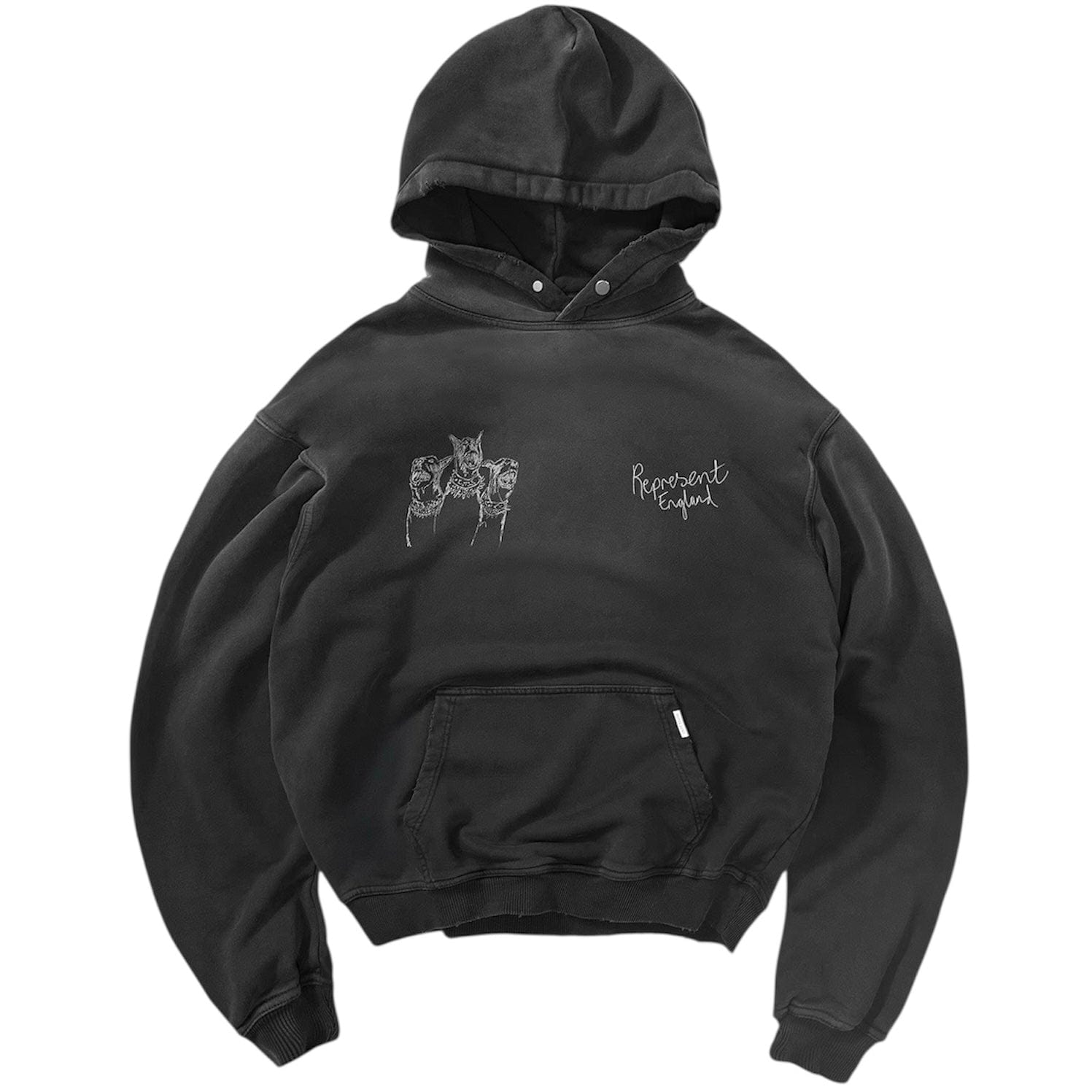 Represent Hand Drawn Thoroughbred Dogs Hoodie (Aged Black)