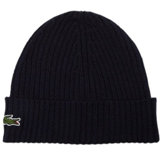 Lacoste Unisex Ribbed Wool Beanie (Navy Blue) RB0001-51