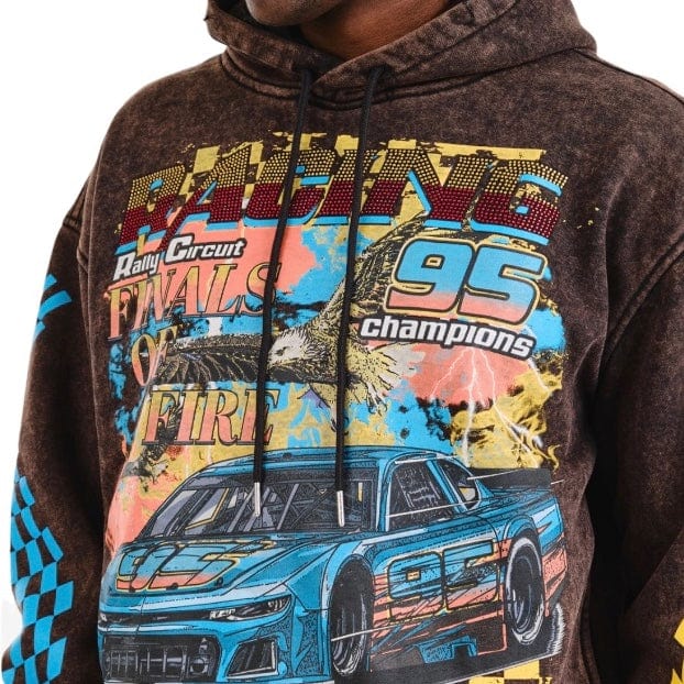 Copper Rivet Racing Cropped Hoodie (Black) 431083-BK