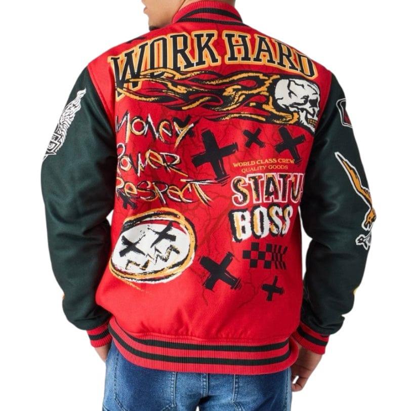 Reason Brand Work Hard Varsity Jacket (Red) RER5-009