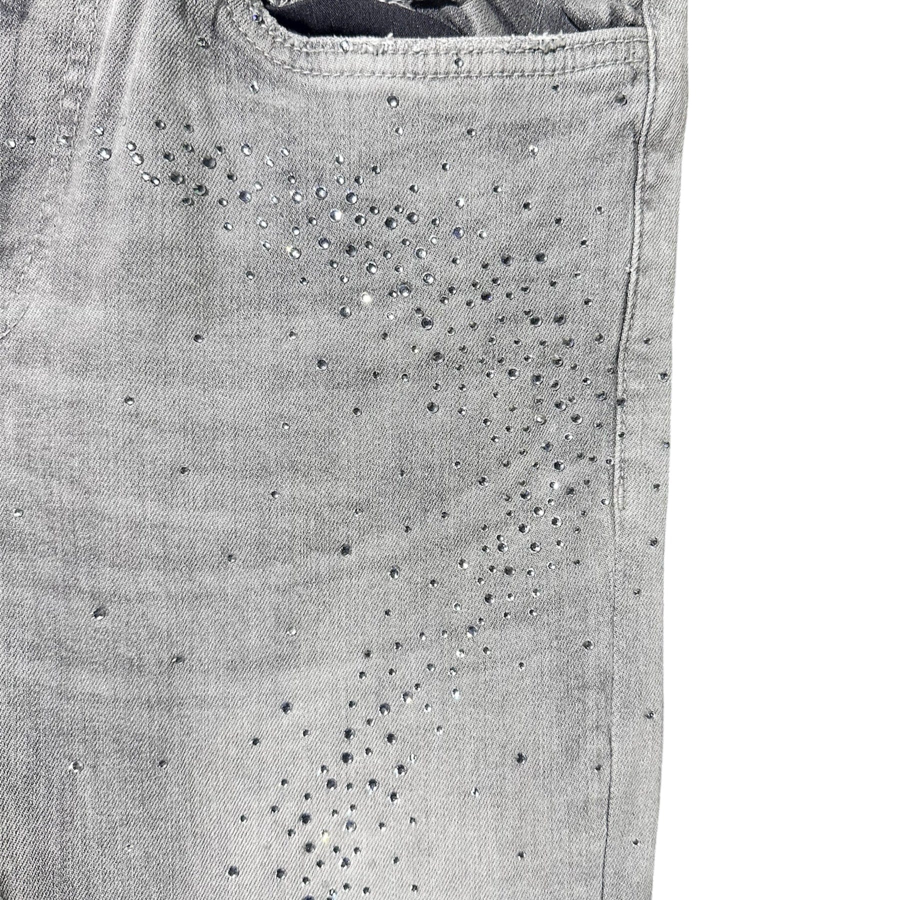 Liquid Crystals Small & Big Crystals Stacked Denim (Cement Wash) JTF2316