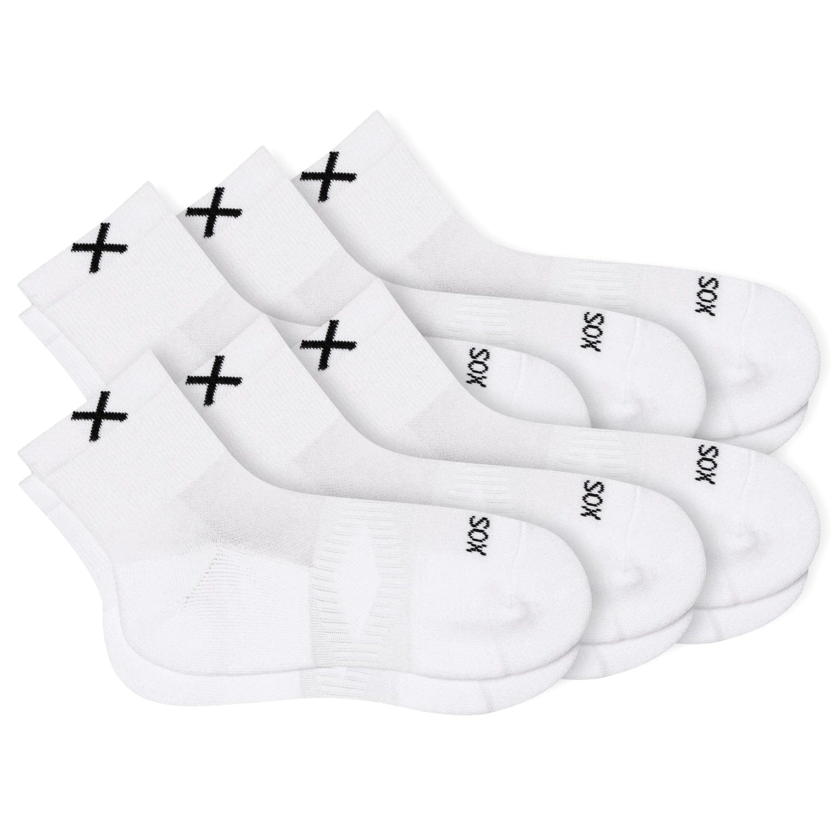 Odd Sox Basix Quarter Socks (White) 6-Pack