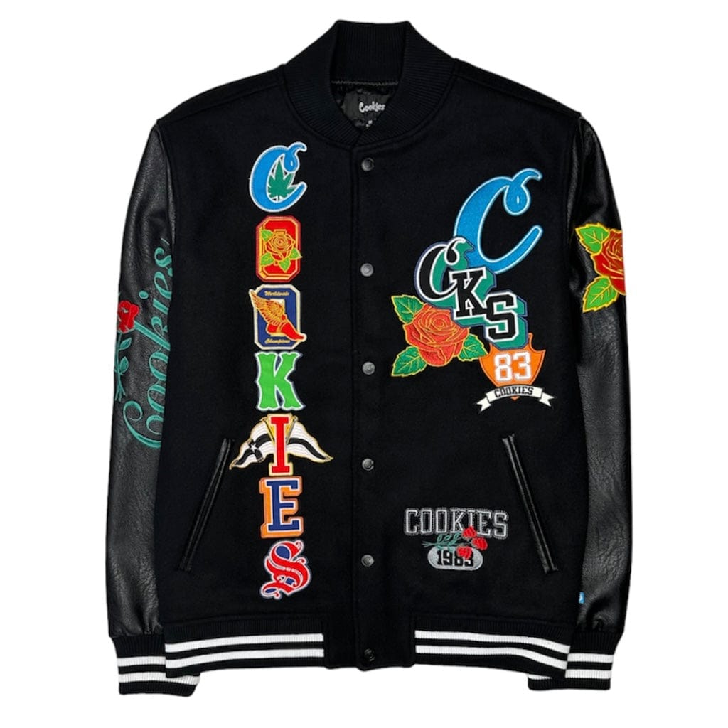 Cookies Pack 12 Letterman Wool Jacket (Black) CM233OLC02