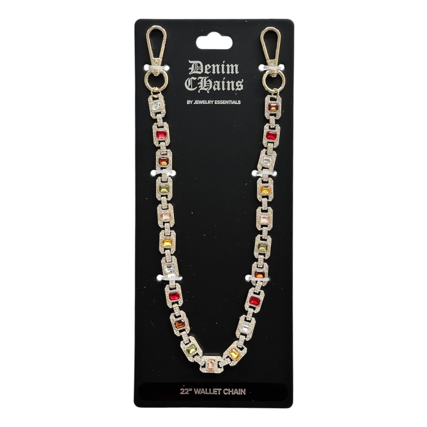 Jewelry Essentials Iced Gemstone Pant Chain (Gold) BKC-270G