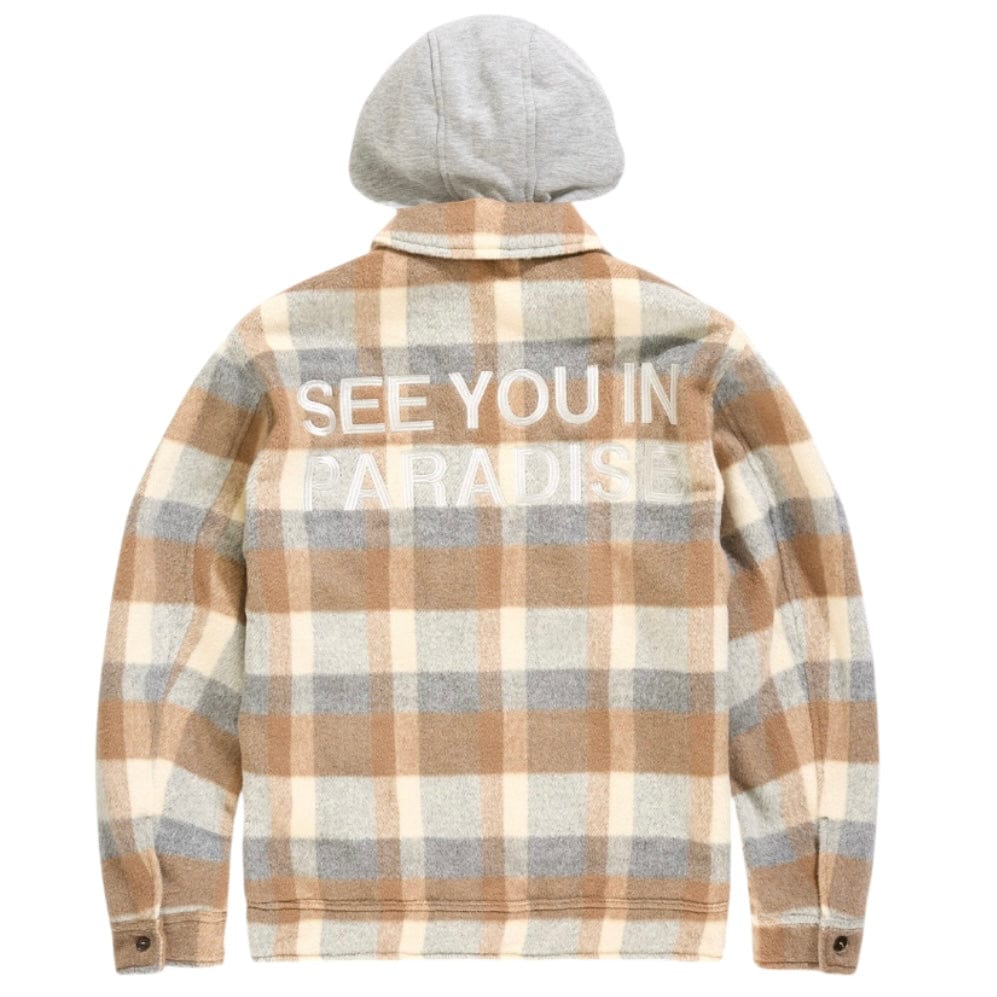 See You In Paradise Hooded Flannel Shacket (Khaki) 2568