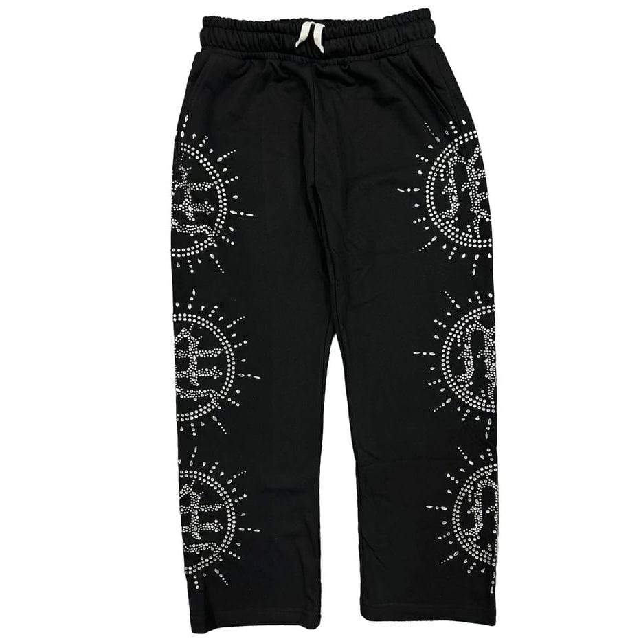 Mixed Emotion Eclipse Rhinestone Hoodie & Sweatpants Set (Black)