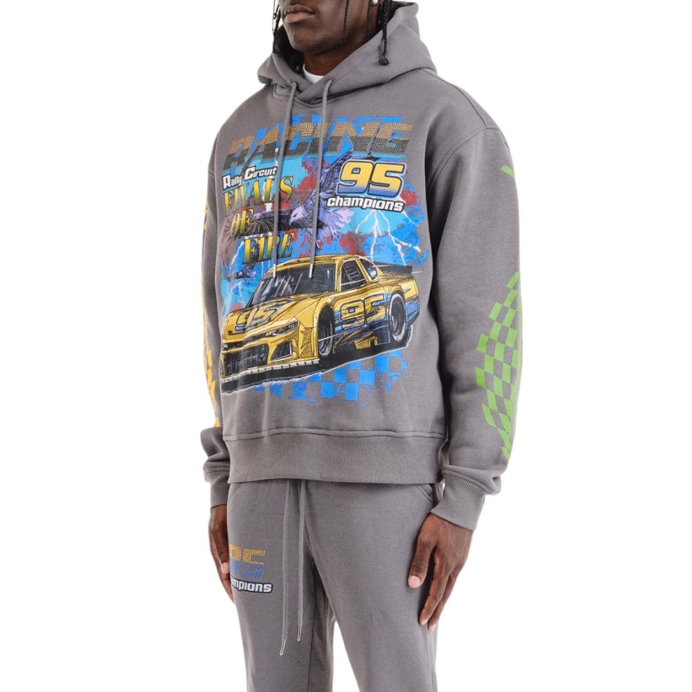 Copper Rivet Racing Cropped Hoodie (Grey) 431083-GY