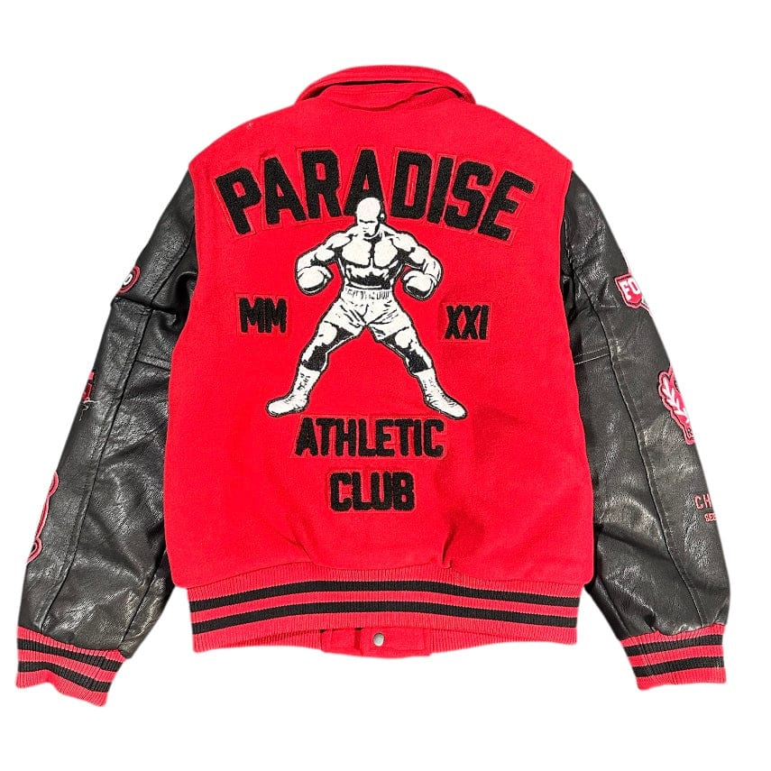 Boys See You In Paradise Cross Varsity Jacket (Red) 91668B