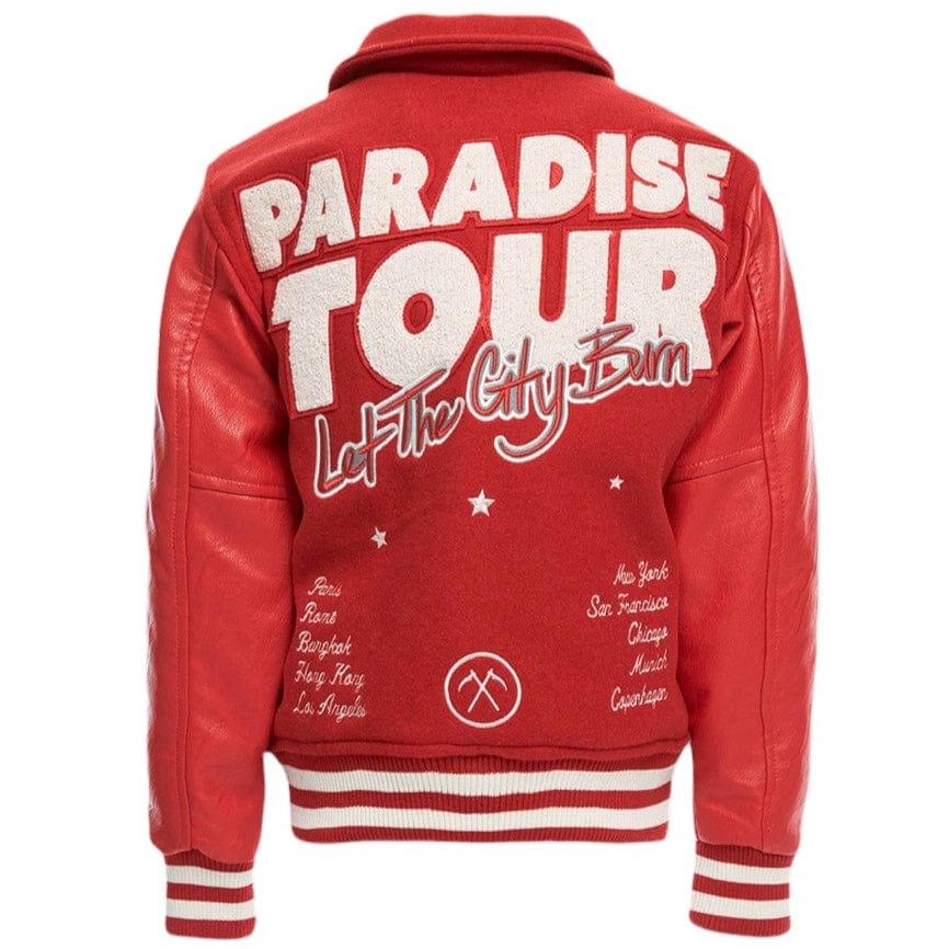 Kids Jordan Craig Paradise Tour Varsity Jacket (Red) 91632K