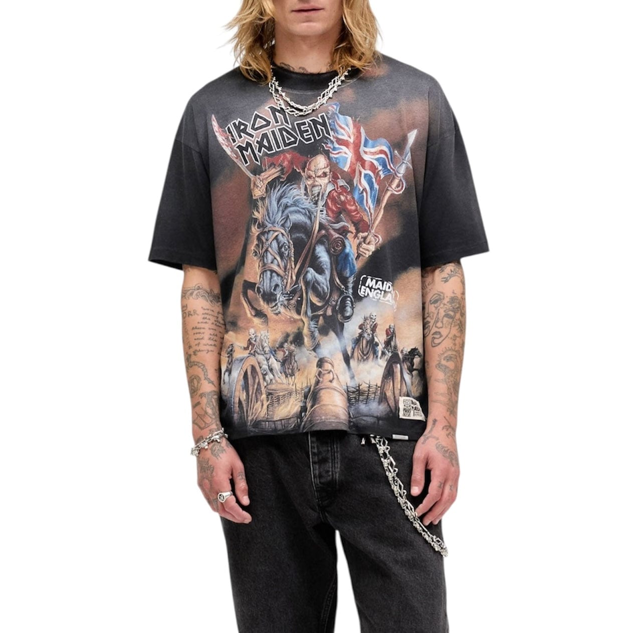 Represent X Iron Maiden Steed T-Shirt (Stained Black)