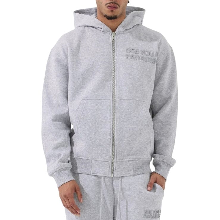 See You In Paradise Tonal Zip Up Hoodie (Heather Grey) 8863H