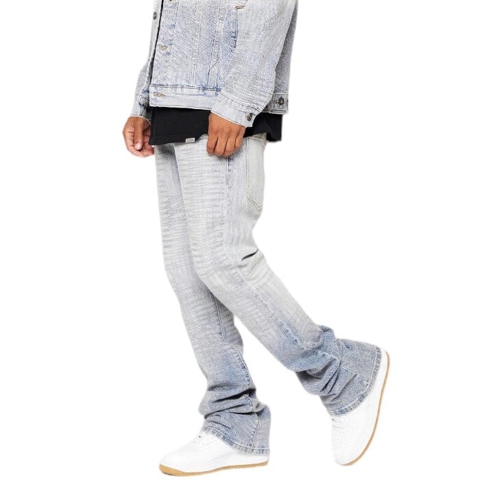 Valabasas Mr. Embroidery Denim Stacked Flare Jean (Icy Azure) VLBS3483