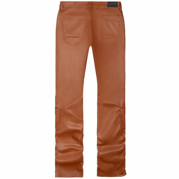 Smoke Rise Vegan Leather Stacked Utility Pants (Cognac) WP23685