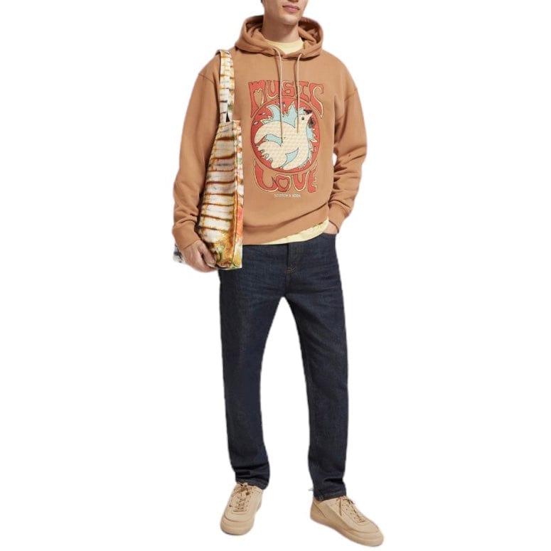 Scotch & Soda Relaxed Fit Artwork Hoodie (Camel) 174509