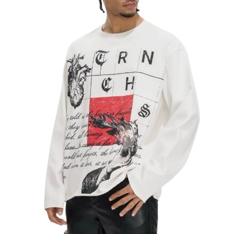 Trnchs Burning Heart Long Sleeve Tee (White)