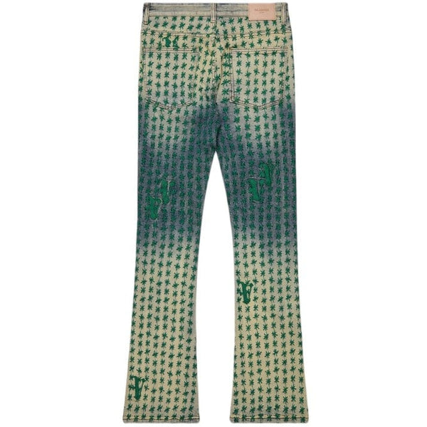 Valabasas Asterisk Stacked Flare Jean (Blue/Green) VLBS1101623